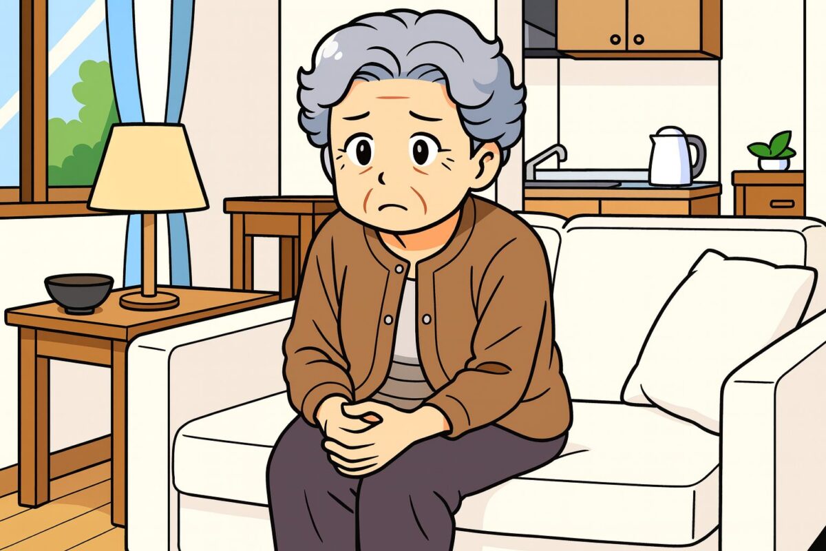 6歳の日本人女性が自宅のリビングで一人